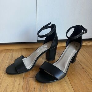 Sugar Black Ankle Strap Heels